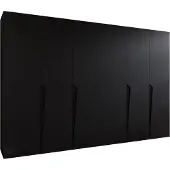 MEBLE KRYSPOL Schrank 300x202x52 cm mit Kleiderstange, 6xTür, PIANO, Schwarz, Griff Schwarz