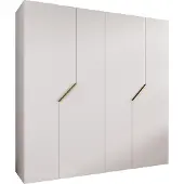 MEBLE KRYSPOL Schrank 200x202x52 cm mit Kleiderstange, 4xTür, ANDREW, Weiß, Griff Gold