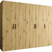 MEBLE KRYSPOL Schrank 250x202x52 cm mit Kleiderstange, 5xTür, BARI, Artisan-Eiche, Griff Schwarz