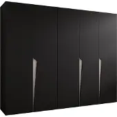 MEBLE KRYSPOL Schrank 250x202x52 cm mit Kleiderstange, 5xTür, PIANO, Schwarz, Griff Kaschmir