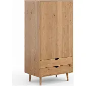 Feldmann-Wohnen Kleiderschrank Simona Wäscheschrank Massivholz geölt Eiche Natur Breite wählbar