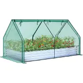 OEM Gartenzwerg mit Galvanisiertem Metallbeet und PVC-Abdeckung - 3-in-1 Gemüse- und Blumenbeet