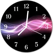 Tulup Glasuhr Wanduhr Küchenuhr Echt-Glas 30fi cm Abstrakte Linien violett schwarz