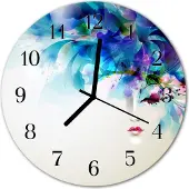 Tulup Glasuhr Wanduhr Küchenuhr Echt-Glas 30fi cm Abstraktes blau