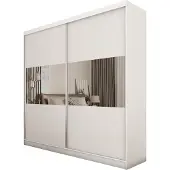 Masseno Schiebetürenschrank ROSALIA 200 cm Kleiderschrank Schlafzimmer Schrank 2-türig mit Spiegel Weiß