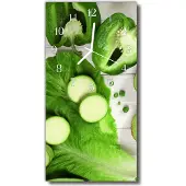 Tulup Glasuhr Wanduhr Küchenuhr Echt-Glas 30x60 Gemüsse Grün