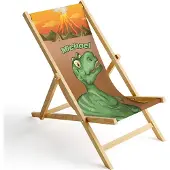 Ferocity Kinder Holz-Liegestuhl Personalisierbar Klappbar Klappliegestuhl Sonnenliege Strandstuhl Wechselbezug Motiv T-Rex [119]