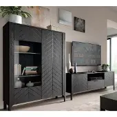 Lomadox Wohnwand in Schwarz mit Highboard und Lowboard, 2-teilig MAZARA-161
