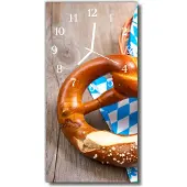 Tulup Glasuhr Wanduhr Küchenuhr Echt-Glas 30x60 Brezel Mehrfarbig