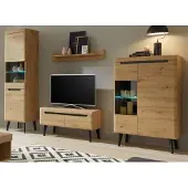 Furn.Design Wohnwand Ronson in Artisan Eiche und schwarz Wohnkombination skandinavisch 290cm