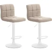 CLP 2er Set Barhocker Calma Stoff weiß creme