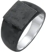 KUZZOI Ring Siegelring Herren Rechteckig Glanz 925 Silber Kuzzoi Schwarz