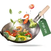 Pasoli Unser flacher Originaler Wok 36cm, Kohlenstoffstahl