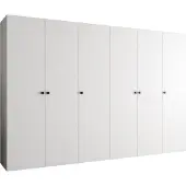 MEBLE KRYSPOL Schrank 300x202x52 cm mit Kleiderstange, 6xTür, PARMA, Weiß, Griff Schwarz