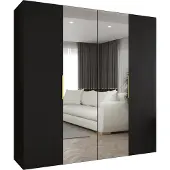 MEBLE KRYSPOL , Kleiderschrank, Schrank 200 cmx202x52, Schwarz, Gold