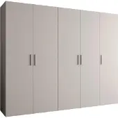 MEBLE KRYSPOL Schrank 250x202x52 cm mit Kleiderstange, 5xTür, BARI, Kaschmir, Griff Silber