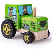 Bigjigs Holz Stapeltraktor Lernspielzeug Traktor