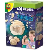 SES Creative 25079 - Geoden aufbrechen - Entdecke echte Mineralien - Geowissenschaftliches Spielzeug für Kinder, Experimentier-Set, Geologie, 8 Jahr(e)