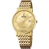 Festina Quarzuhr , gold (goldfarben, goldfarben, goldfarben), Armbanduhren, Herren, goldfarben, Quarzuhr, Armbanduhr, Herrenuhr, Damenuhr, Datum, Saphirglas, Swiss Made