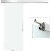 HOMCOM Glasschiebetür mit Griffstange Einseitig Satiniert