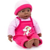Bayer 94001AI Funktionspuppe, Babypuppe Brooky Girl, Mädchen, 12 Babylaute, 40cm, dunkelhäutig, mit Ringellocken, weicher Körper