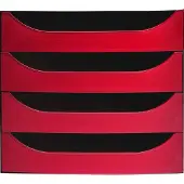 Exacompta ECOBOX Schubladenbox 4 Schübe Rot, A4/A4+, offene Front, leise, Sicherheitsstopp