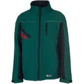 Planam Wetter- und Kälteschutz-Softshelljacke Highline 2385 grün/schwarz/rot, Größe 4XL - grau/rot - 4XL