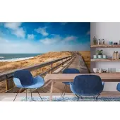 A.S. Création Vliestapete "Strand-Tapete Dünen Holzweg Blau Beige Fototapete" matt glatt