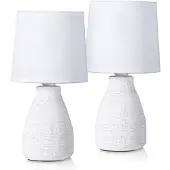 Ed Brubaker 2er Set Tisch- oder Nachttischlampen 28 cm Naturweiß Lampenfüße in Vasenform und Baumwoll Schirme