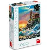 Dino Puzzle Neon Leuchtturm - 1000 Teile Erwachsenenpuzzle Landschaft