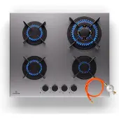 Klarstein Goldflame 4 Gaskochfeld 4-flammig autark Erdgas/Propangas Edelstahl Silber