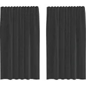 vidaXL Voile Vorhänge mit Stangentaschen 2 Stk. Schwarz