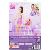 Mattel Skipper Babysitters Inc. Spielset mit Skipper-Puppe, Kleinkind-Puppe, Hochstuhl und 8 Zubehörteilen, Modepuppe, Weiblich, 3 Jahr(e), Junge/Mädchen, 275 mm, Mehrfarbig