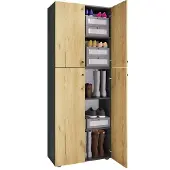VCM Holz Kleiderschrank | Schrank mit 5 Fächern und Drehtüren | Maße ca. B. 70 x H. 184 x T. 40 cm – Lona