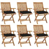 Prolenta Maison Exclusive - Klappstühle mit Kissen, 6-teilig, Massivholz Teakholz