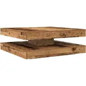vidaXL Couchtisch 360-Grad Drehbar Altholz-Optik 90x90x34,5 cm