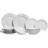 Studio Tavola Geschirrset Weiß - 18-teilig / 6 Personen - 6 Speiseteller, 6 Suppenteller und 6 Frühstücksteller