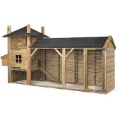 FATMOOSE Hühnerstall Henhouse Haven aus Holz mit Auslauf - 330x110x190 cm