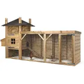FATMOOSE Hühnerstall Henhouse Haven aus Holz mit Auslauf - 330x110x190 cm