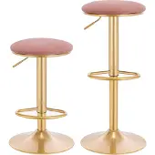 Woltu 2er Set Barhocker Barstuhl mit Fußstütze ergonomischer höhenverstellbar Tresenhocker, Rosa