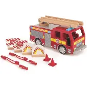 Tidlo Feuerwehrwagen Holzspielzeug mit Zubehör rot 37 cm