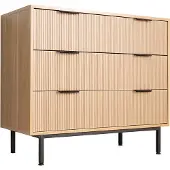 HOME DELUXE - Kommode NYLA - 90 x 80 I Sideboard, Kleiderschrank, Schubladenschrank, Möbel mit Schubladen, Modern, Edel, Geriffelte Optik der Fronten, Elegante Stauraumoption, Pflegeleichte Oberfläche