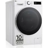 LG F4DR6010A1W, Frontlader, Freistehend, Weiß, Links, Schwarz, Drehregler, Berührung