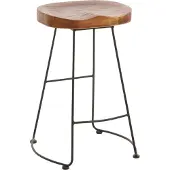 Mendler Barhocker MCW-N25, Barstuhl Tresenhocker Küchenhocker, Fußablage Industrial Metall Massiv-Holz 3D-Struktur braun