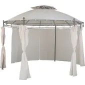 Linder Exclusiv GmbH LEX - Stahlpavillon rund mit 6 Seitenteilen, Farbe:Beige