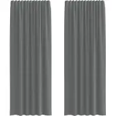 vidaXL Voile Vorhänge mit Stangentaschen 2 Stk. Dunkelgrau
