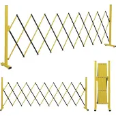 Mendler Alu Absperrgitter MCW-B34, Scherengitter Zaun Schutzgitter ausziehbar, 103x32-265cm gelb-schwarz