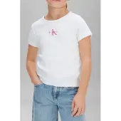 Calvin Klein Girls Monologo Rib Baby Tee Bright White Größe: 8 | T-Shirts Outlet | kids | Weiß