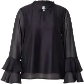 Comma Bluse Feminine Lyocell-Voile-Bluse mit Trompetenärmeln