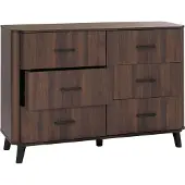 Mendler Kommode MCW-P42, Sideboard Schrank Anrichte, 6 Schubladen 86x120x40cm Walnuss-Optik
